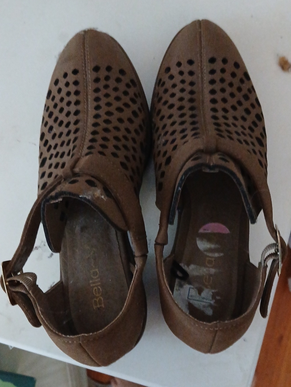 Brown Perforated Slingback Clogs